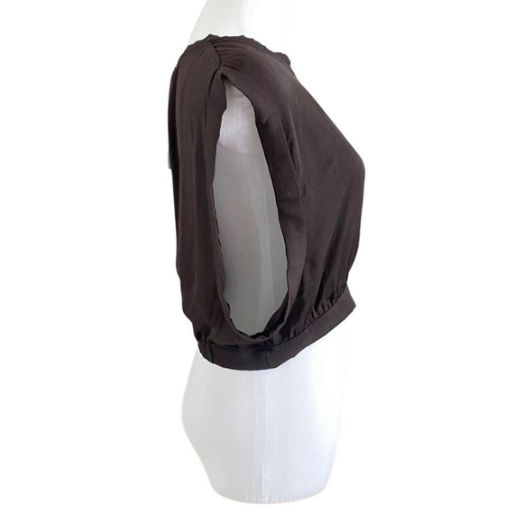 NWT FREE PEOPLE REMI MIDNIGHT BROWN SLEEVELESS SATIN CROP BOXY TOP - M - Picture 3 of 11